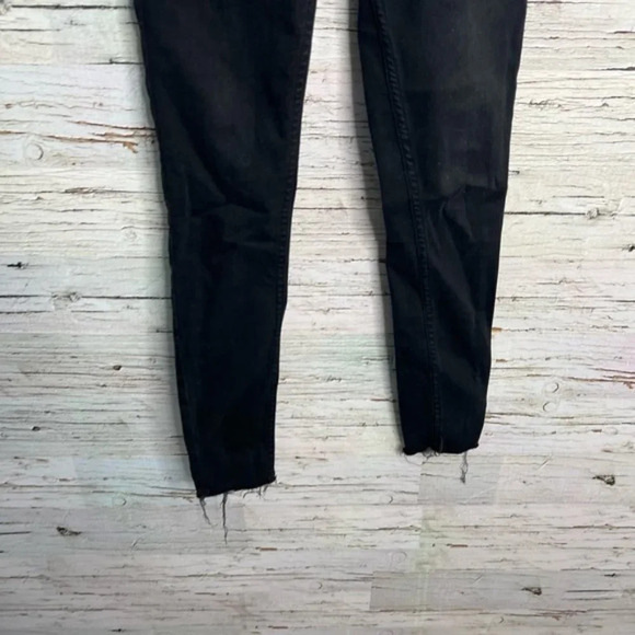 Free people black button fly skinny jeans raw hem size 24 - Picture 2 of 9